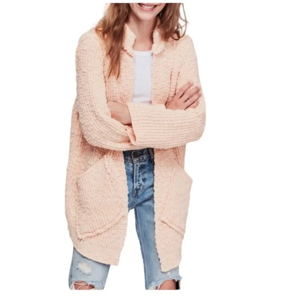 Free People Cream Knit Cardigan